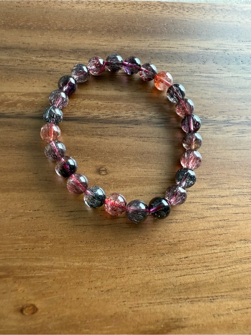 Stretch Glass Bead Bracelet in Pink and Purple